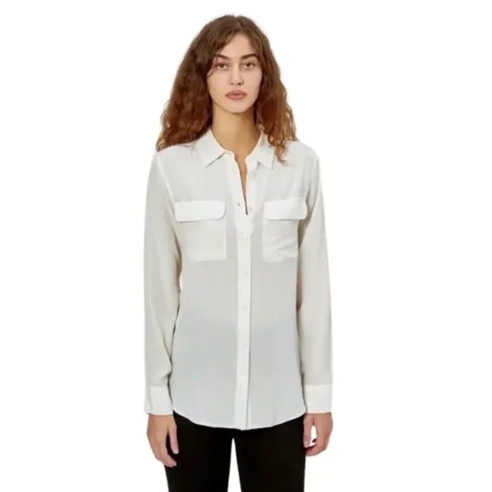 EQUIPMENT Light Cream Button-Up Silk Blouse SIZE SMALL